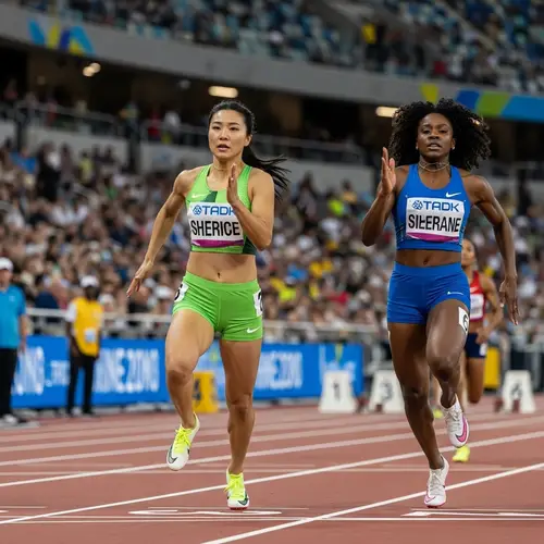 Athletic Sprint Race: Asian vs Black Woman on Professional Track