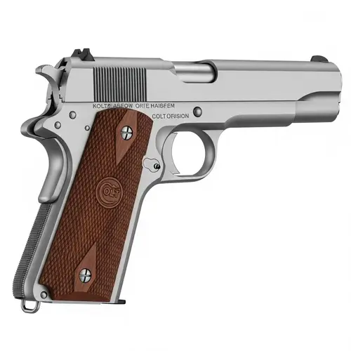 Detailed Close-Up of Classic Colt 1911 Pistol | Metal Polish Finish