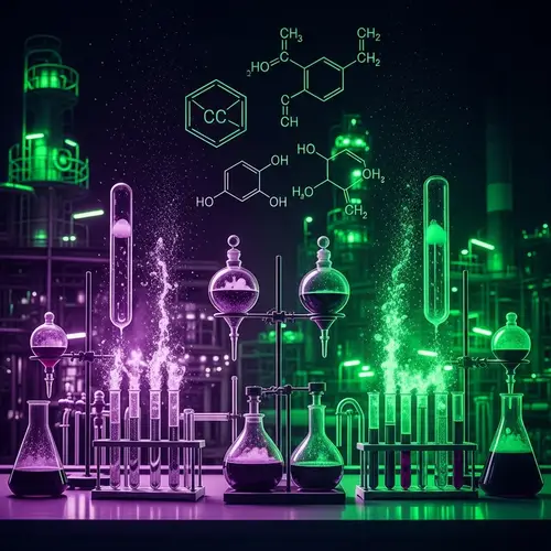 Modern Chemical Laboratory in Oil Refinery: Vibrant Reactions