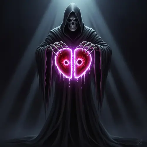 Grim Reaper Soul Splitting - Haunting Scene Illustration