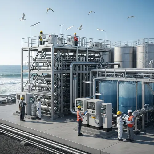 Modern Seawater Desalination Plant: Water Filtration Process