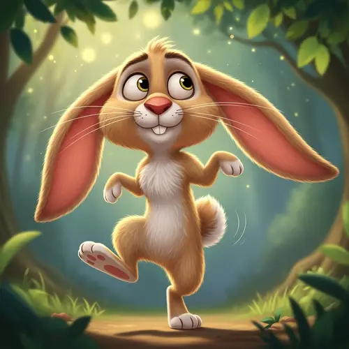 Charming Cartoon Rabbit with Unique Personality - Playful and Expressive