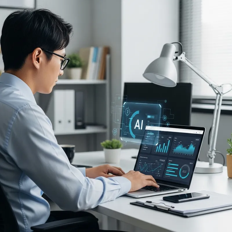 Businessman Leveraging AI Technology for Operations Businessman Leveraging AI Technology for Operations