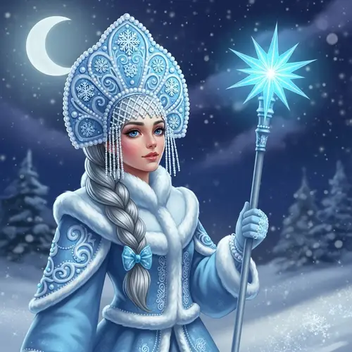Snow Maiden Illustration | Traditional Eastern European Character