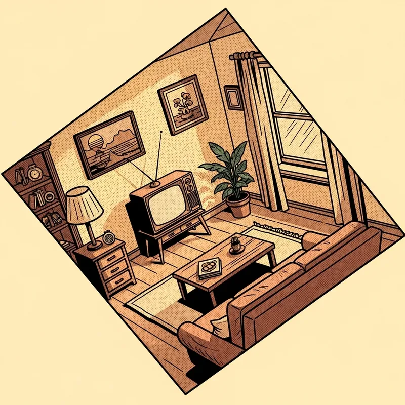 Retro 80s TV: Nostalgic Living Room Vibes in Pop Art Style