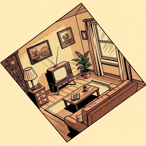 80s Nostalgia: Vintage TV in Retro Living Room