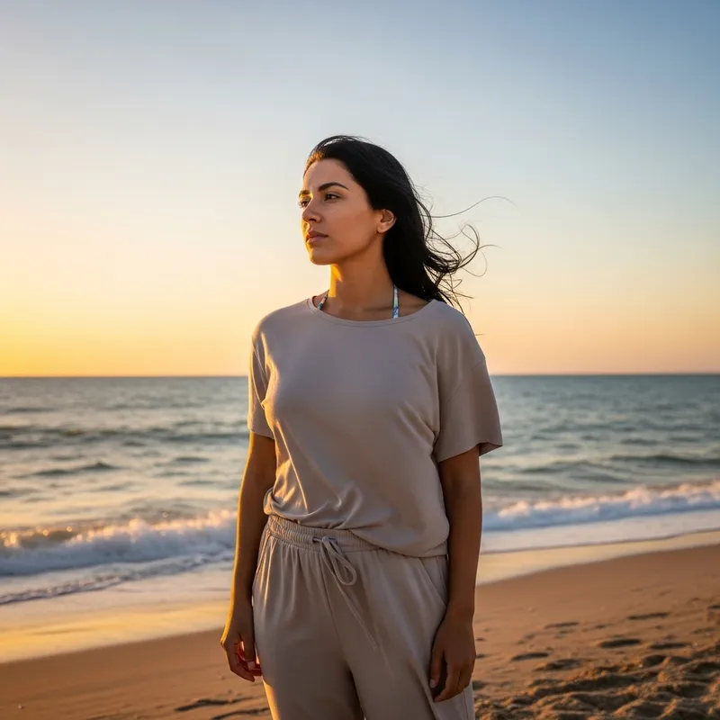 Woman with Black Hair at the Seaside