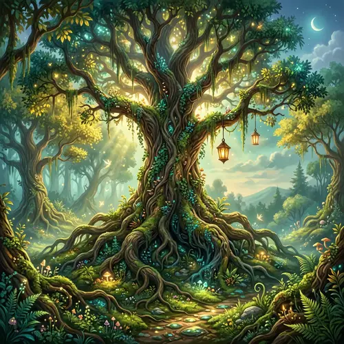 Mystical Ancient Tree in Enchanting Forest