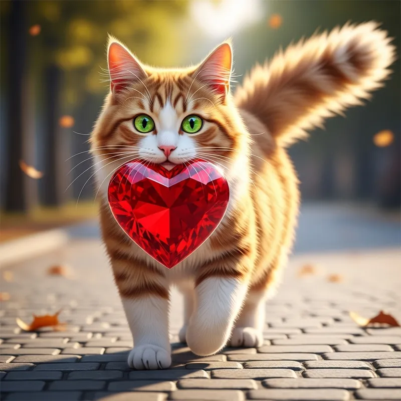 Sweet Cat Holding Heart | Loving Cat with Heart