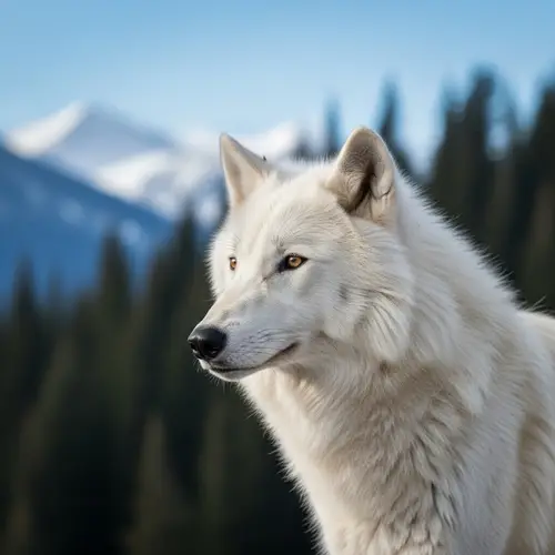 Magnificent Adult Wolf in Wild - Snowy White Fur & Sharp Eyes