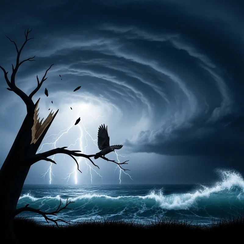 Unleash Anger: Swirling Clouds, Roaring Waves, Lightning