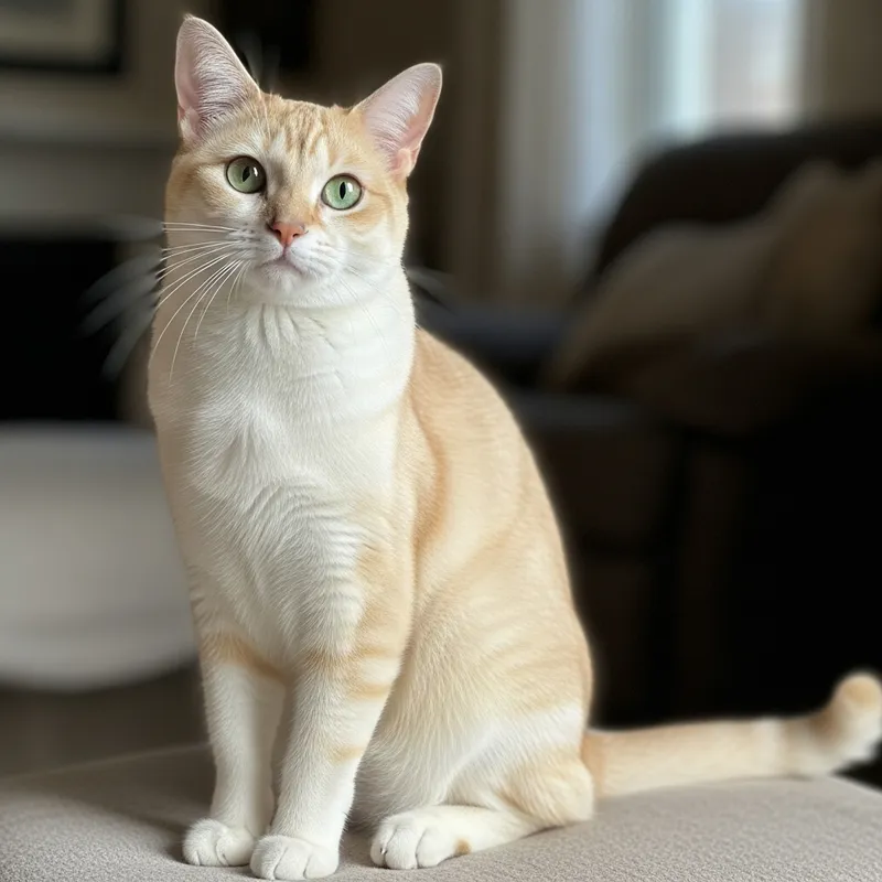 Permesse Cat | Cream-Toned Coat with Champagne Markings