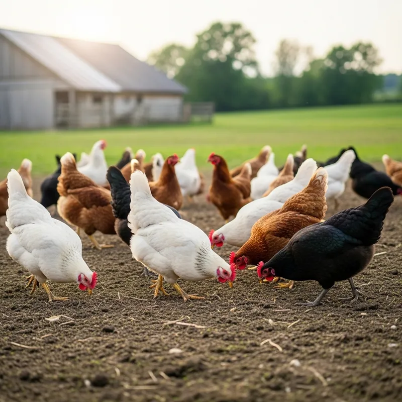 Free-Roaming Chickens in a Rural Setting