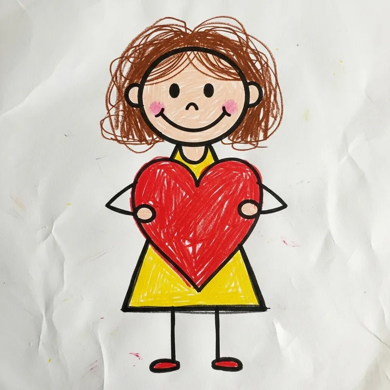 Girl Holding Heart Drawing by Talented Crayon Artist