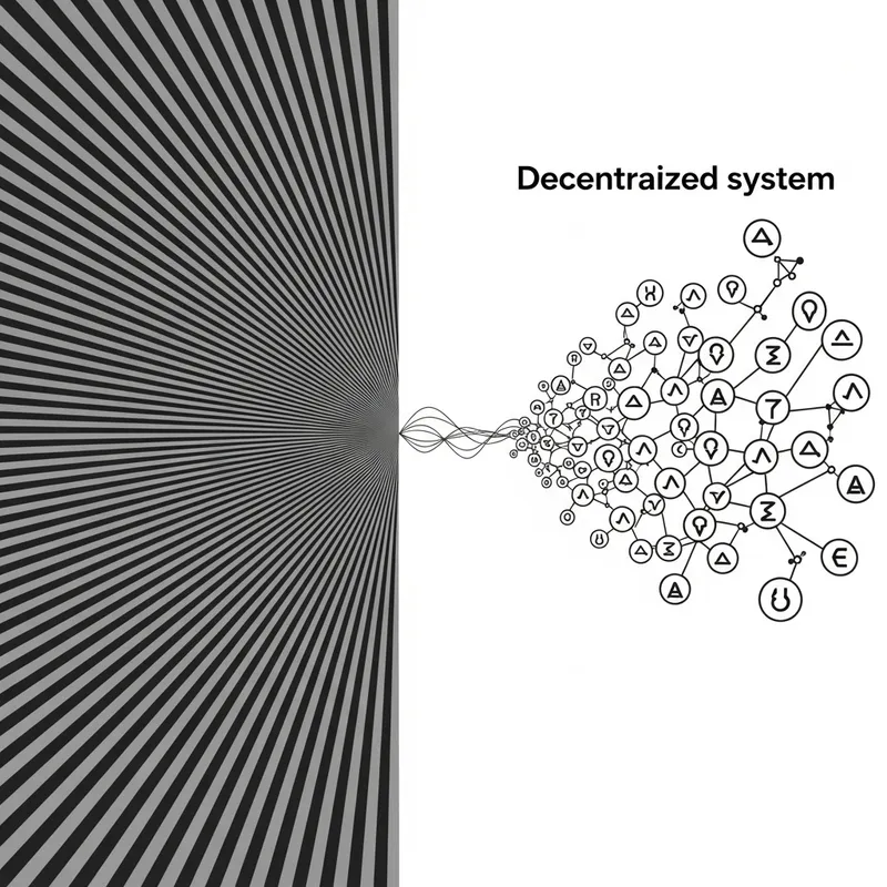 Centralized vs Decentralized Naming - Abstract Visual Dichotomy