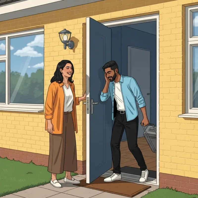 Joyful Encounter of Middle-Eastern Woman and South Asian Man