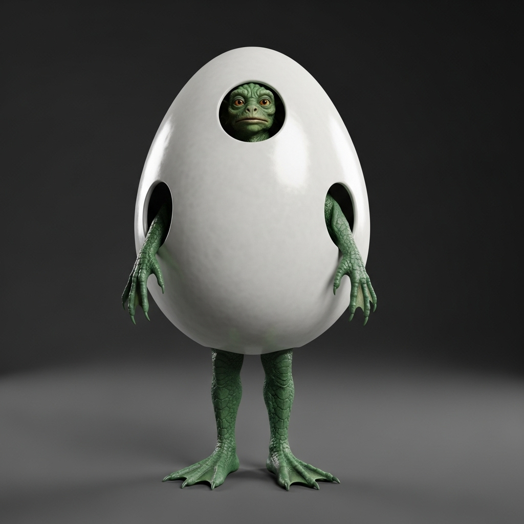 Murloc in Egg Costume - Whimsical and Comedic | AI Art Generator |  Easy-Peasy.AI