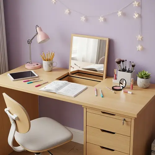 Teenage Girl Writing & Dressing Table with Retractable Mirror