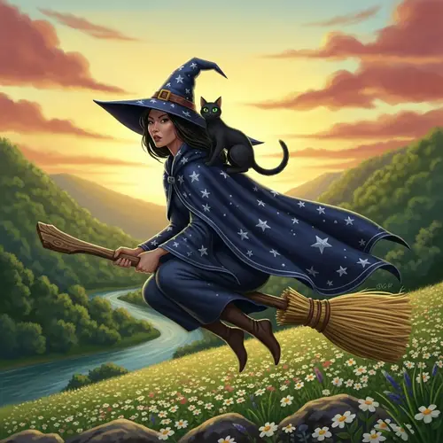 Enchanting Day of a Solitary Witch's Mystical Journey