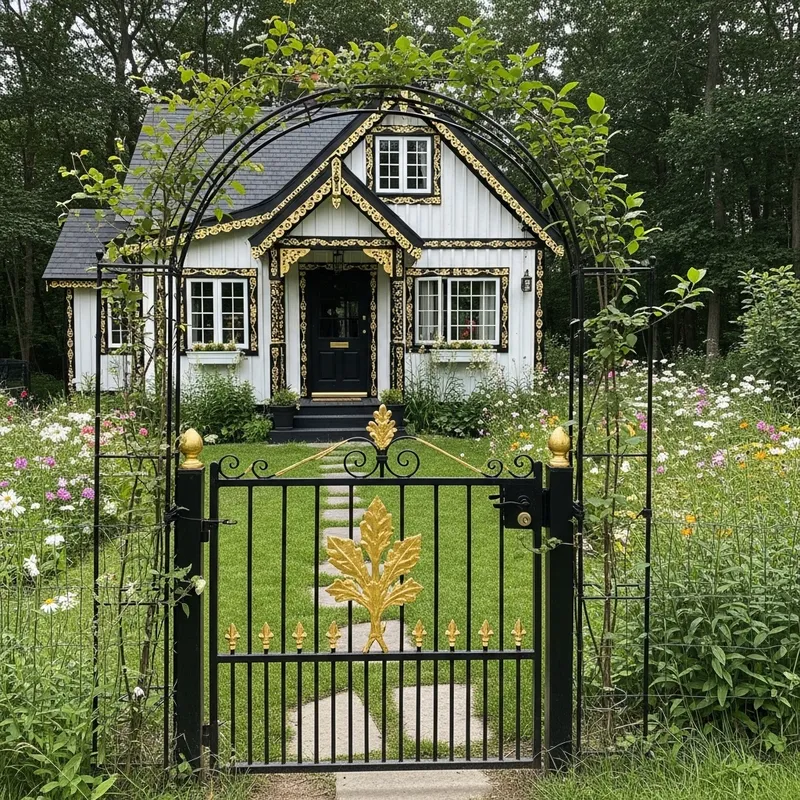 Charming Black, White & Gold Cottagecore Retreat