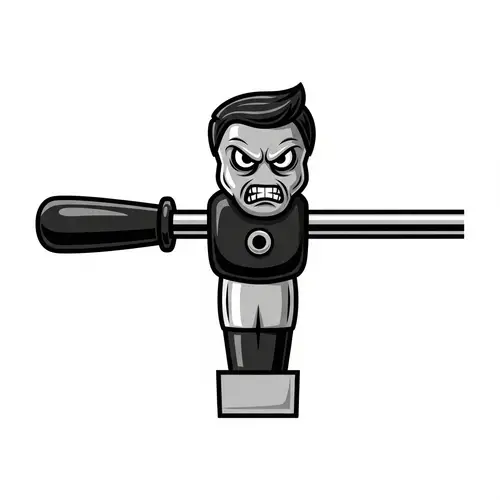 Mean & Tough Animated Foosball Part | Striking Black & Grey Illustration