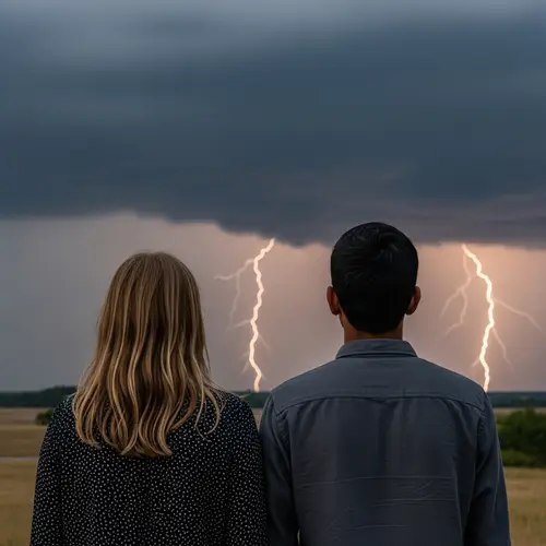 Youth Captivated by Impending Storm | Nature's Raw Power