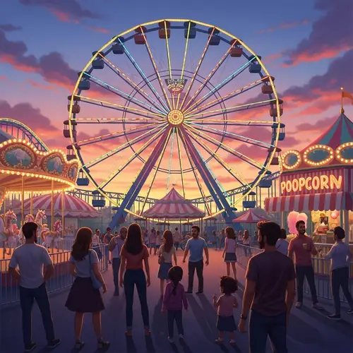 Colorful Ferris Wheel Painting | Amusement Park Scene