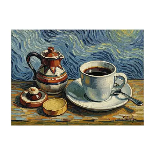 Vincent Van Gogh-Inspired Still Life with Coffee