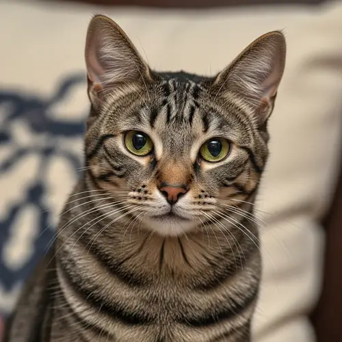 Elegant Housecat Sitting Calmly | Domestic Feline Portrait