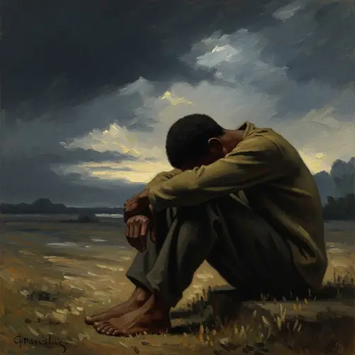 Depression in Art: Emotional Impressionist Mental Health Portrait