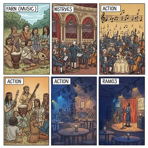 Evolution of Music through Comic Strip Frames