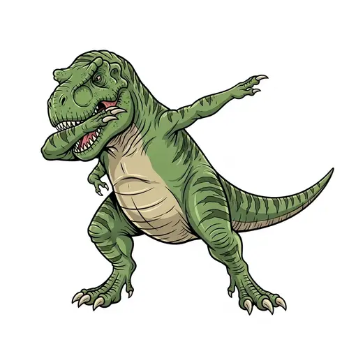 Dabbing T-Rex: Fun Green Dinosaur Image