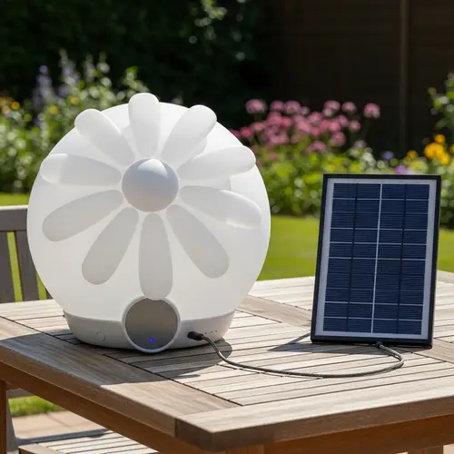 Solar-Powered Daisy Globe Lamp with Bluetooth Speaker