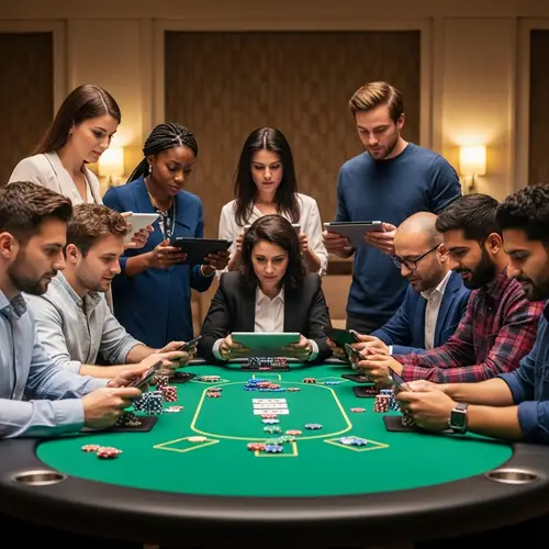 Diverse Group Playing Poker on Colorful Table