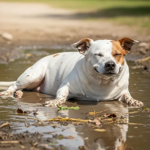 Adorable White and Brown Dog With a Humorous, Hog-Like Appearance