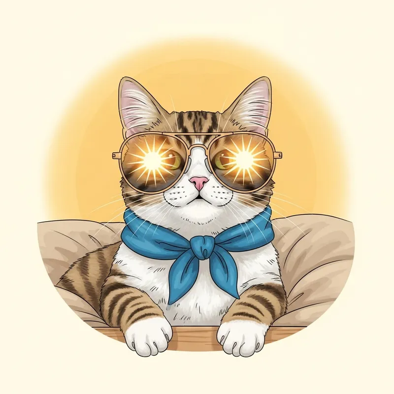 Sun-Kissed Cat: Purr-fectly Cool in Sunglasses