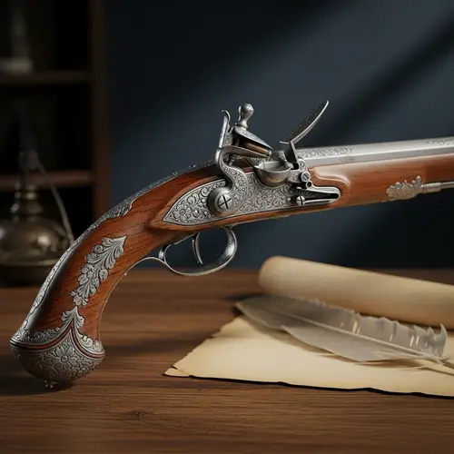 19th Century Flintlock Pistol with Intricate Engravings