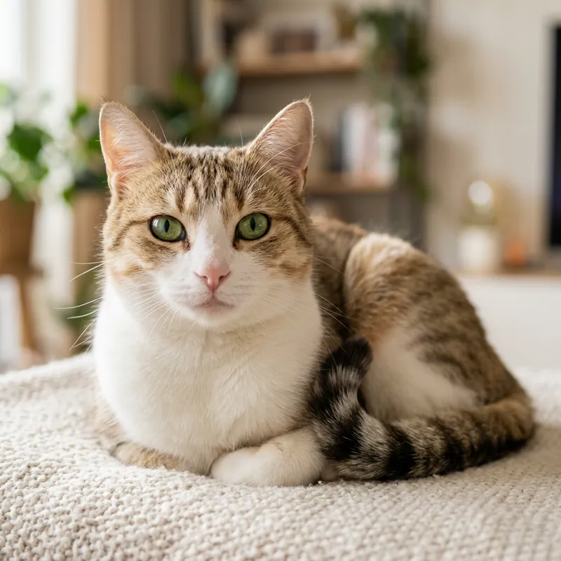 Adorable Adult Domestic Cat with Stunning Green Eyes