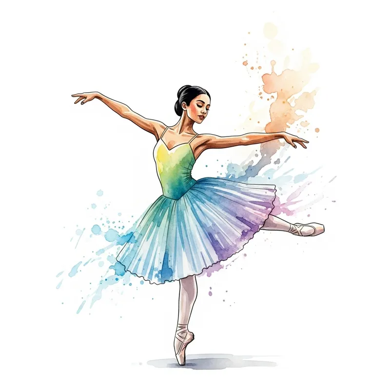 Multicolor Watercolor Ballerine Dancing with Grace | Beautiful Girl