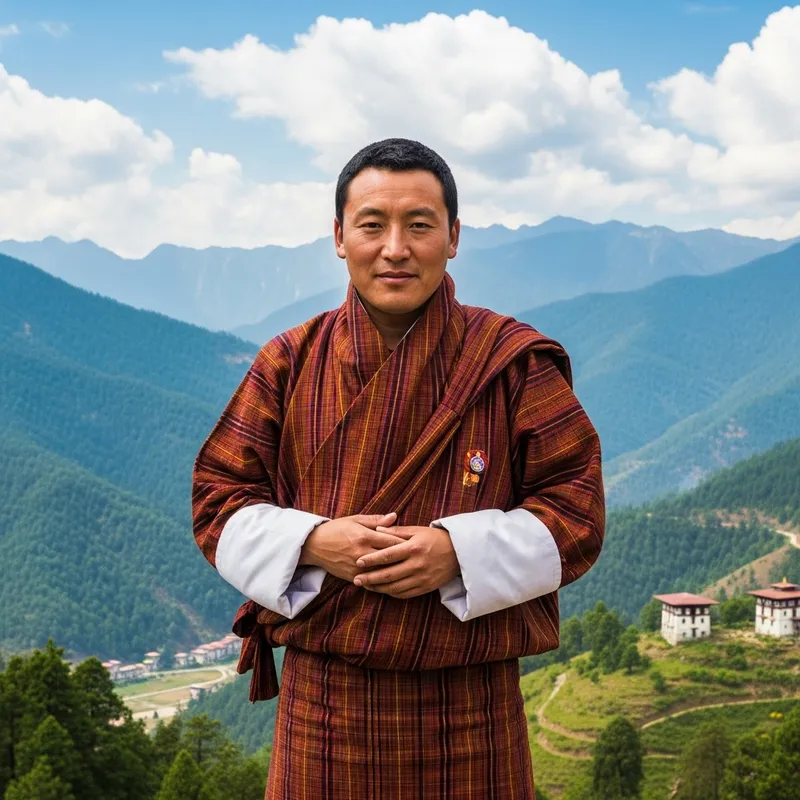 Bhutanese Man in Traditional Gho