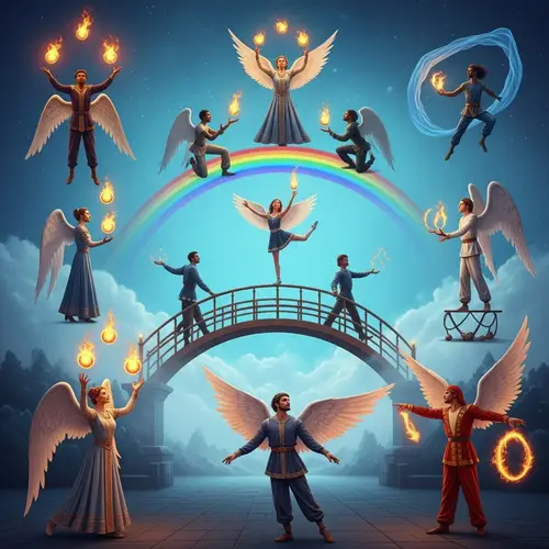Divine Angels Performing Magical Tricks - Mystical Spectacle