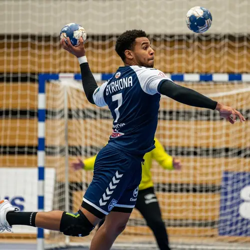 Professional Handball Player in Action | Thrilling Goal Moment