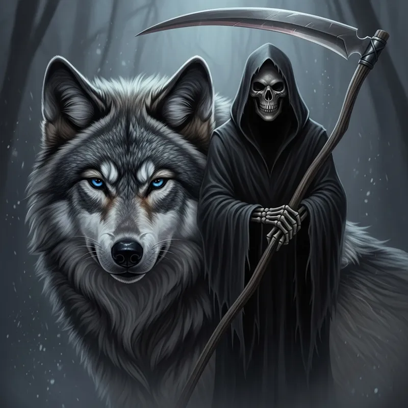 Grim Wolf and Reaper Art | Mystic Scenery
