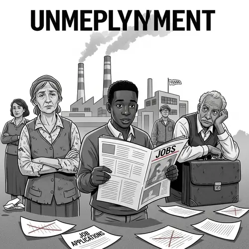 Hope Amid Hardship: Poignant Black and White Scene Depicting Unemployment