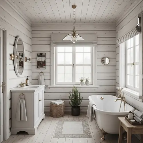 Vintage Log Cabin Bathroom Decor Ideas