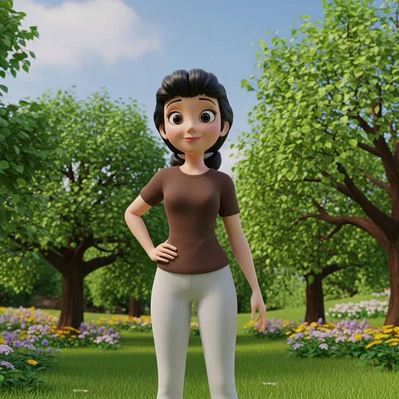 3D Disney Princess with Natural Beauty in Park