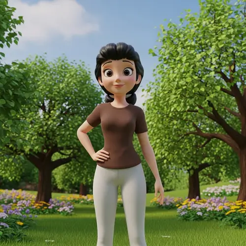 3D Princess Animation in Lush Park | Visual Elegance