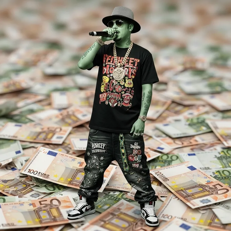 Chief Keef Green Rapper with Euro Money Background