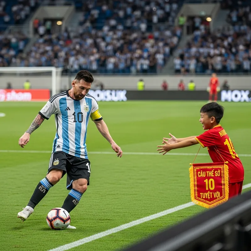 Lionel Messi Playing with Young Fan