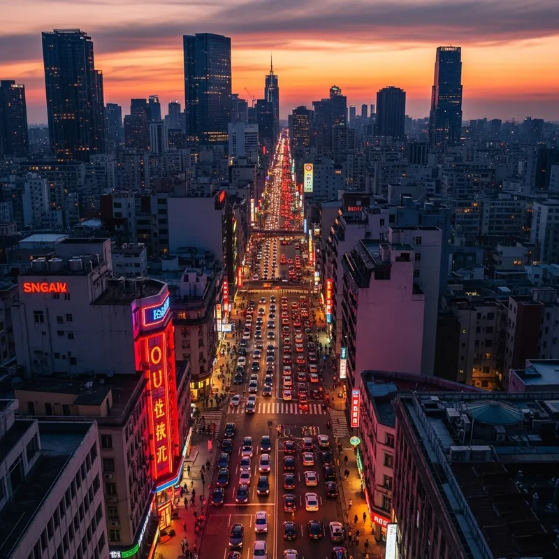 Create a Vibrant Cityscape at Dusk